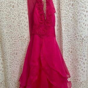 Elegant Pink Halter Dress